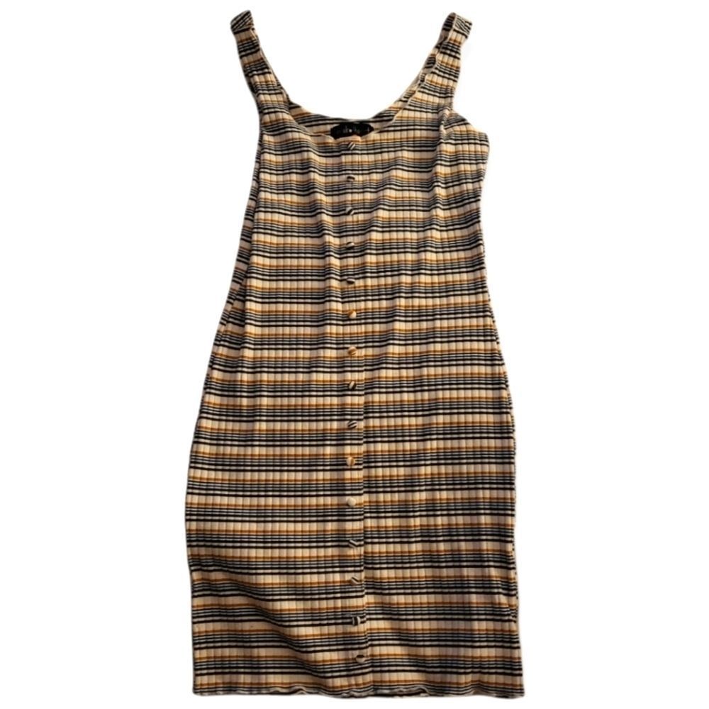 DEREK HEART Striped Ribbed Tank‎ Midi Dress M